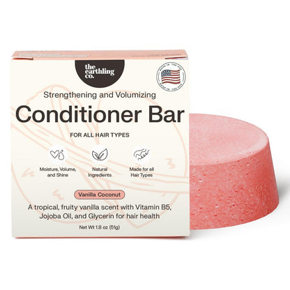 Conditioner Bar - Promote Hair Growth, Strengthen & Moisturize All Hair Types - Paraben & Sulfate Free Formula with Natural Ingredients for Dry Hair (Vanilla Coconut, 1.8 Oz)