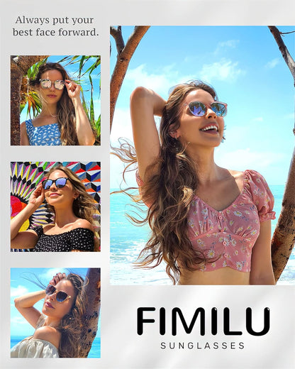 2 Packs Sunglasses for Women Polarized UV400 Protection Lens Big Frame Fashion Glasses Trendy Stylish Shade
