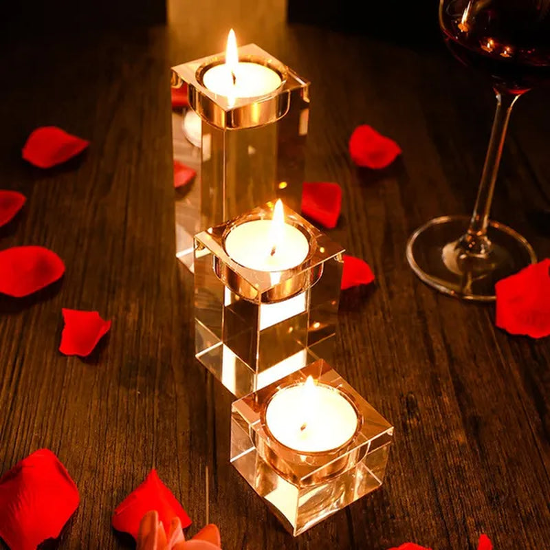 Home Decorations Crystal Candlestick Wedding Glass Candle Holder Table Centerpieces Bar Coffee Shop Decorations