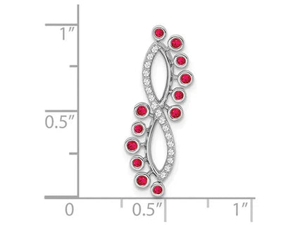 1/6 Carat (ctw) Natural Ruby Pendant Necklace in 14K White Gold with Diamonds and Chain