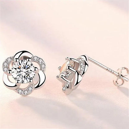 Fashion Diamond Flower Stud Earrings for Women Jewelry