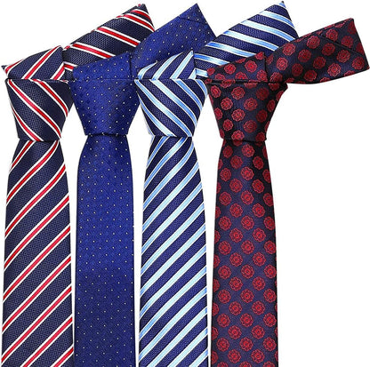 4 Packs Skinny Neckties for Men Boys, 2.35'' Wide Slim Ties in Different Textured Style Mixed Set