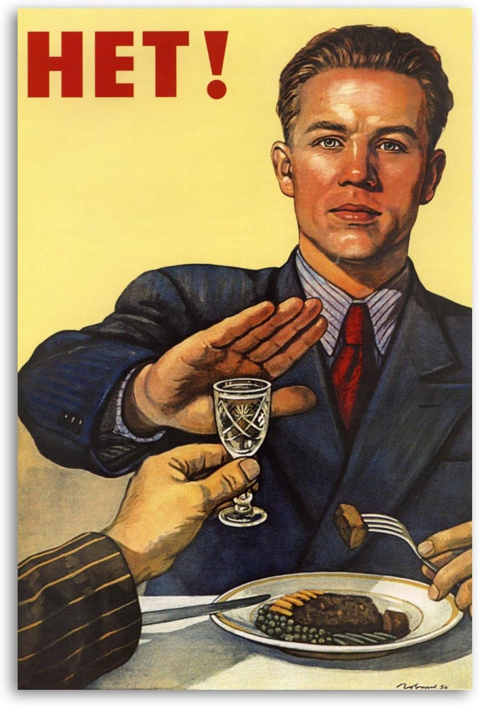 No Alcohol Communist Propaganda Russian Legacy Canvas Art Poster and Wall Art Picture Print Modern Family Bedroom Decor Posters 12X18Inch(30X45Cm)