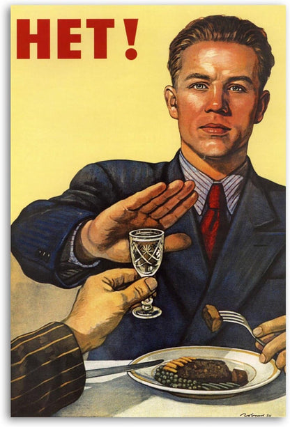 No Alcohol Communist Propaganda Russian Legacy Canvas Art Poster and Wall Art Picture Print Modern Family Bedroom Decor Posters 12X18Inch(30X45Cm)