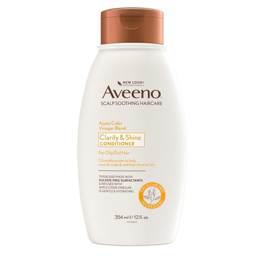 Apple Cider Vinegar Sulfate-Free Conditioner for Balance & High Shine, Daily Moisturizing & Scalp Soothing Conditioner for Oily or Dull Hair, Paraben & Dye-Free, 12Oz