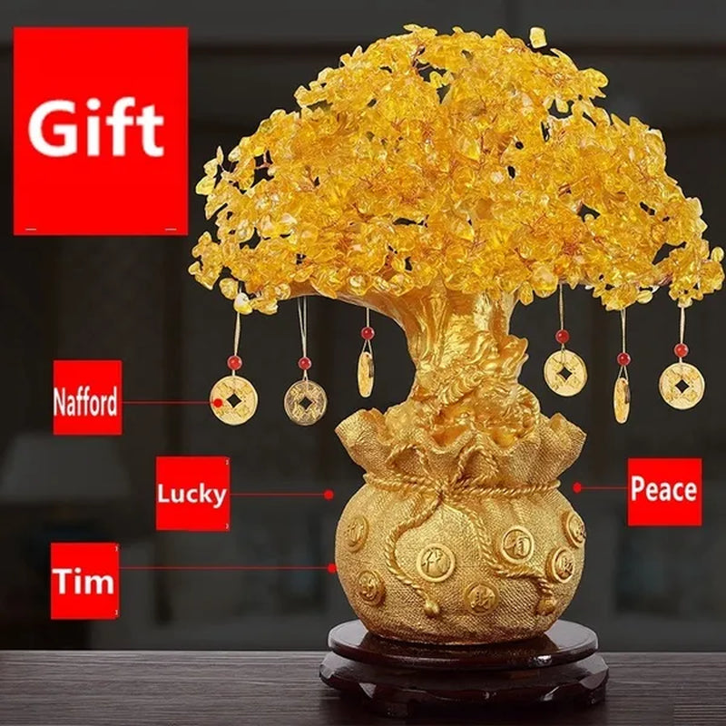 Resin Citrine Feng Shui Money Tree Lucky Tree Home Decoration Ornaments Festival Holiday Gifts Bring Wealth