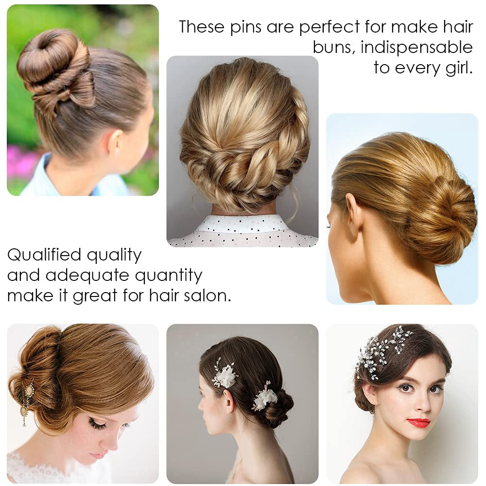 U Shaped Hair Pins,  2.4Inch Hair Pins for Women with Storage Box, Brown