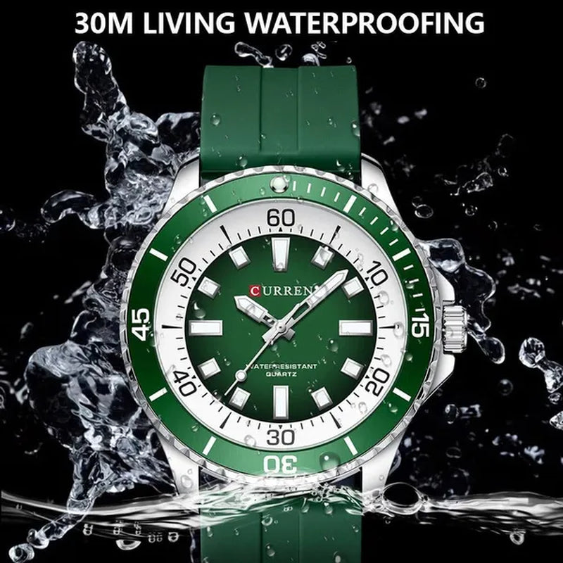 CURREN Watches For Men Luxury Silicone Strap Military Army Sports Watch Wristwatch Waterproof Luminous Male Clocks Relogio Masculino 8448