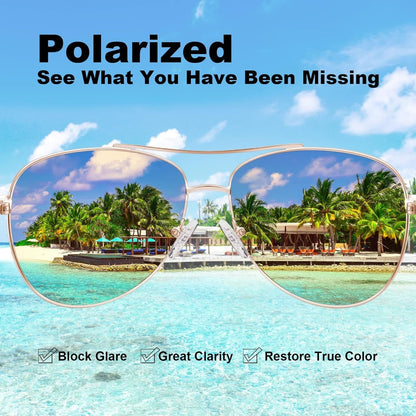 Polarized Sunglasses for Women UV Protection Ultra-Lightweight Metal Frame Woman's Shades CA3216