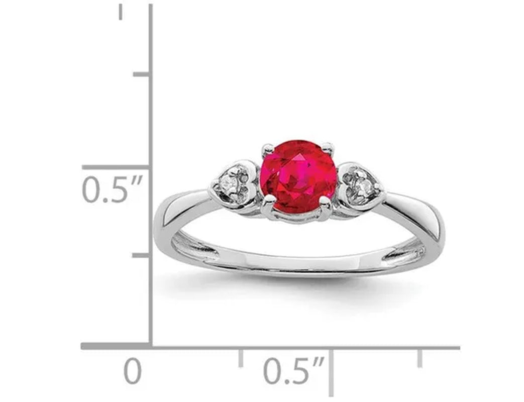 1/2 Carat (ctw) Lab-Created Ruby Ring in Sterling Silver with Accent Diamonds