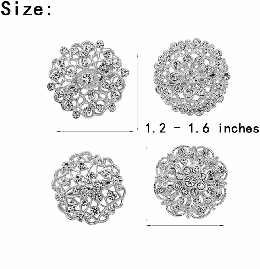 Lot 24Pc Shining Rhinestone Crystal Brooches Pins DIY Wedding Bouquet Kit