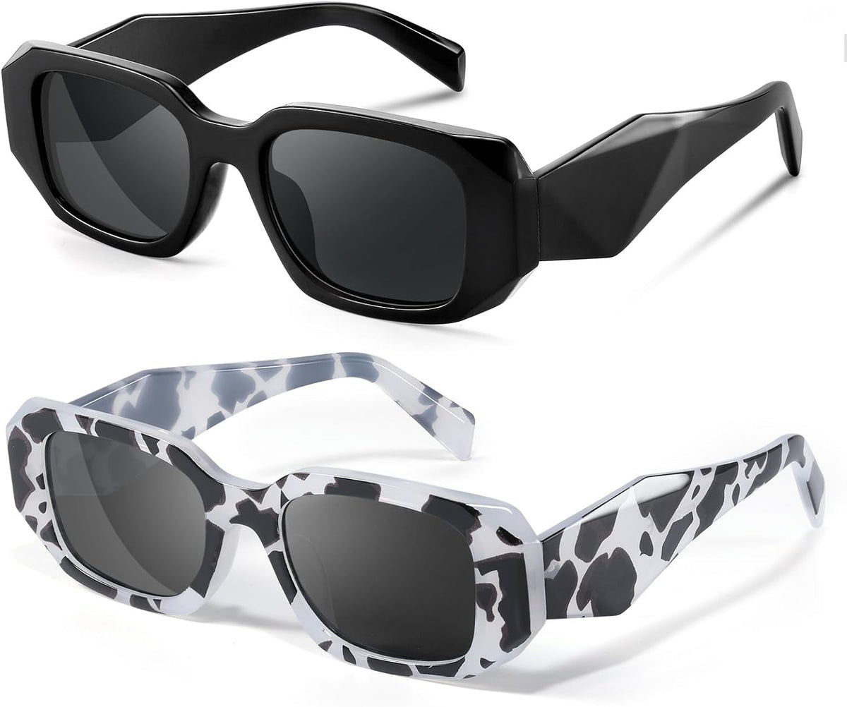 Trendy Rectangle Sunglasses for Women Men,Y2K Vintage Retro 90s Aesthetic Cool Driving Sunglasses