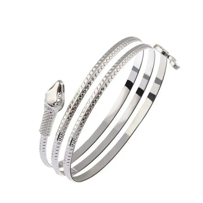 Metal Arm Cuff Upper Arm Bracelet Band for Women Gold Silver Color Armlet Snake Armband Adjustable Arm Cuff Bangle POE
