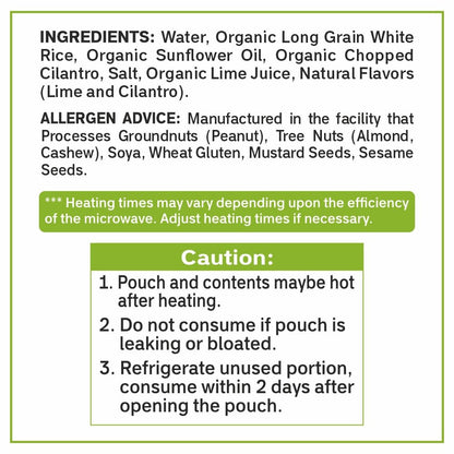 Cilantro & Lime Organic Heat & Eat Microwaveable Rice, 8.8 Ounce (Pack of 6) Heat and Eat | Flavor Rice | USDA Certified Organic, Gmo-Free | Fresh Ingrediants | Side Dish