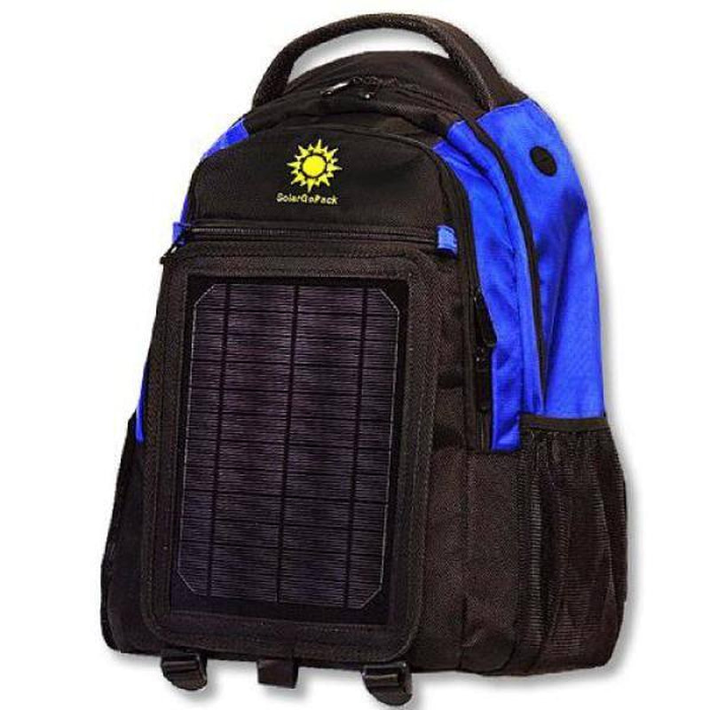 Black Ballistic Nylon Solar Lithium-Ion Battery Mobile Charger Backpack
