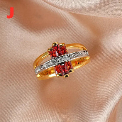 Exquisite Retro 18K Gold Natural Garnet Red Ruby Gemstone Ring Anniversary Gift Romantic Bride Engagement Wedding Party Bands Fine Jewelry