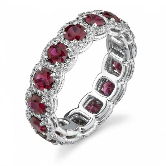 Fashion Accessories Natural Ruby Garnet Wedding Birthstone Bride Engagement Multilevel Ring Jewelry Size 6 7 8 9 10