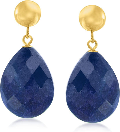 18.00 Ct. T.W. Sapphire Teardrop Earrings in 14Kt Yellow Gold