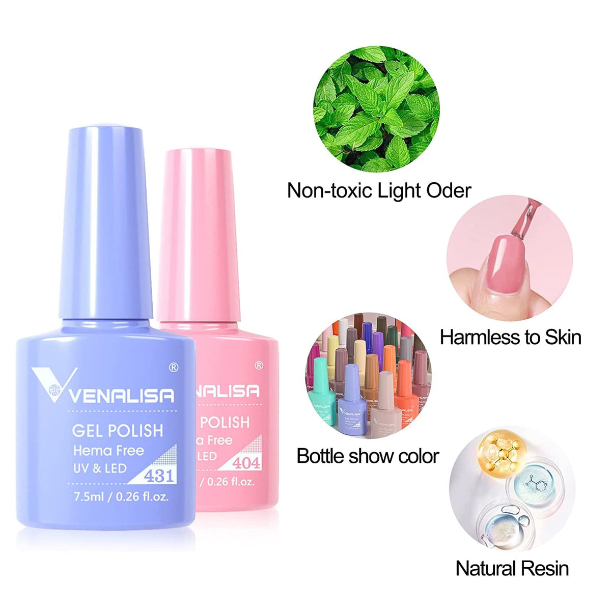 VENALISA VIP4 Gel Nail Polish Set, 60 Colors 7.5ML All Seasons Holiday Gel Polish Soak Off Glitter Nail Art Starter Kit Beauty Set for Women Girls Valentines Birthday Day Gift