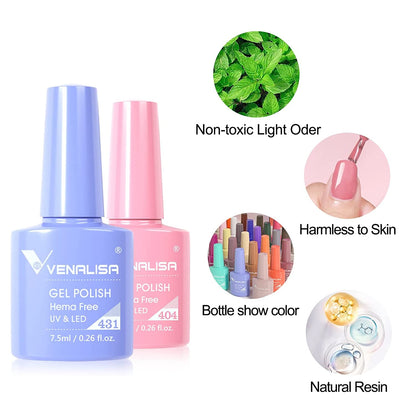 VENALISA VIP4 Gel Nail Polish Set, 60 Colors 7.5ML All Seasons Holiday Gel Polish Soak Off Glitter Nail Art Starter Kit Beauty Set for Women Girls Valentines Birthday Day Gift