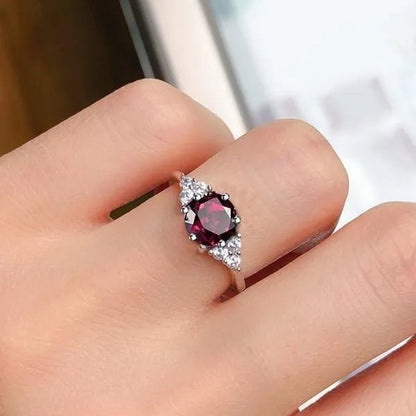 Red Ruby Jewelry Palace Natural Garnet Halo Engagement Ring  Sterling Sliver Jewelry For Women