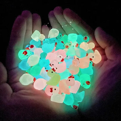100/50/25/5PCS Mini Luminous Resin Ducks Glow in The Dark Miniature Ornament Tiny Ducks For DIY Fairy Garden Micro Landscape Potted Decoration