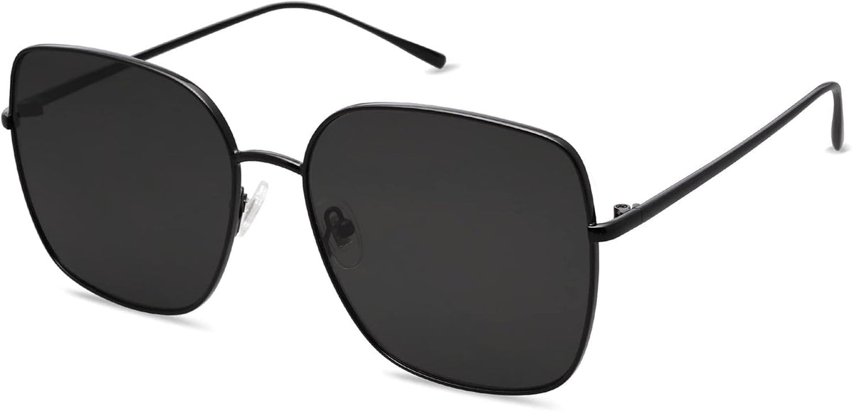 Trendy Oversized Square Metal Frame Sunglasses for Women Men Flat Mirrored Lens UV Protection Sunglasses SJ1146