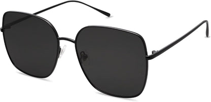 Trendy Oversized Square Metal Frame Sunglasses for Women Men Retro Big Flat Lens UV Protection Sunglasses SJ1146