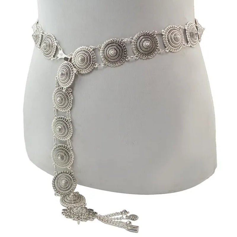 Vintage Silver Waist Chain Bells Metal Tassel  Belly Chain  Charm Belt Chains Body Jewelry