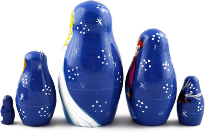 Matryoshka Matrioska Babuska Russian Nesting Wooden Doll Frozen Elsa Anna Elza Olaf Matryoshika Babushka 5 Pcs Stacking Hand Painting Nested Matriosjka Matrioska Matreshka Matrjoska Matroeska