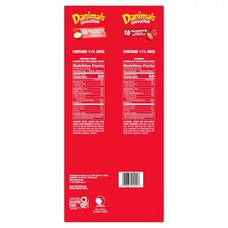 Dannon Danimals Smoothies Strawberry Variety Pack, 3.1 Fl. Oz., 36 Ct.