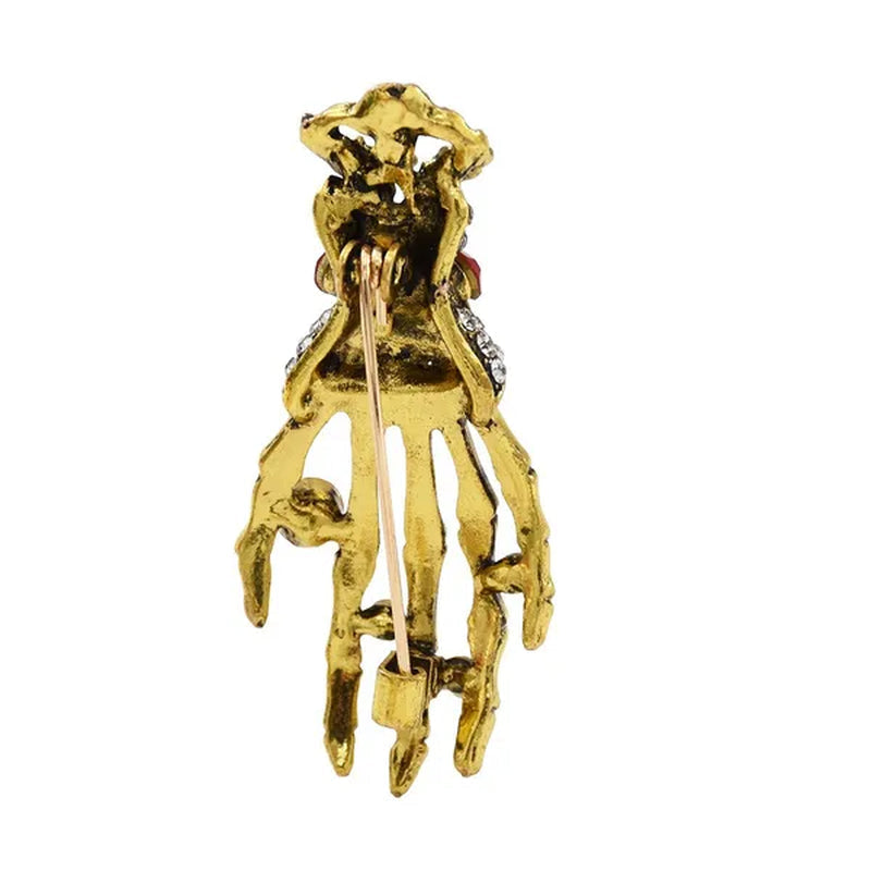 Fashion Hand shape Diamond open crystal female chain tassel brooch