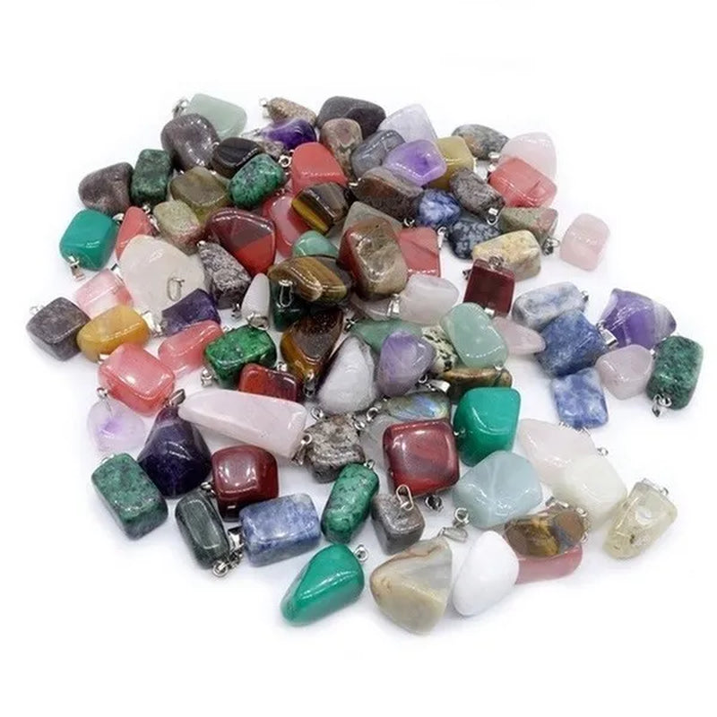 3/6/12/30 PCS Irregular Shape Chakra Stone Pendant Natural Crystal Quartz Stone Pendant Healing Crystal Gem Pendant for Women Girls