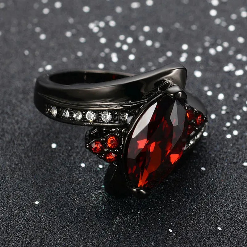 Women's Rings Size 6-10 Black Sapphire CZ 14K Black Golden Plated Wedding Ring (Choice Color and Size )