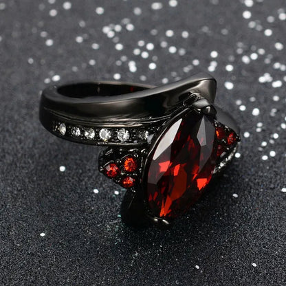 Women's Rings Size 6-10 Black Sapphire CZ 14K Black Golden Plated Wedding Ring (Choice Color and Size )