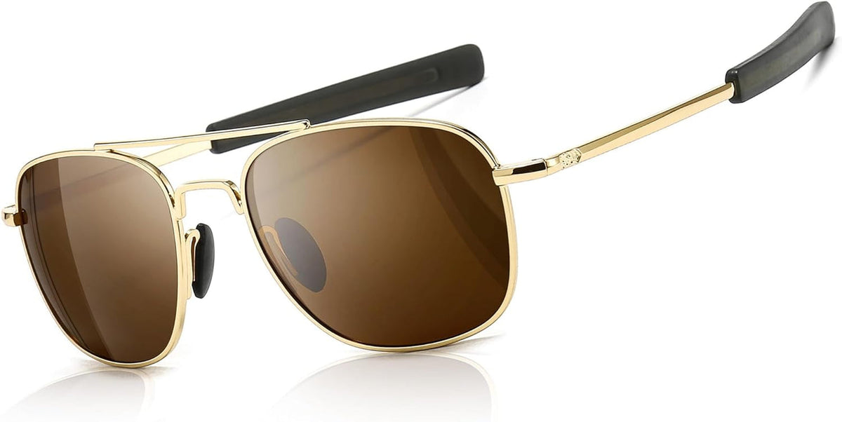 Men's Military Style Polarized Pilot Aviator Sunglasses Bayonet Temples