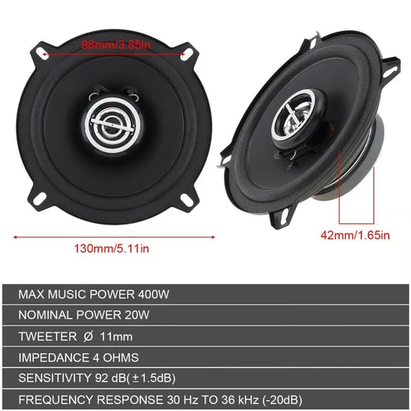 2Pcs 5 Inch 400W Universal Car Coaxial Speakers Audio Stereo Full Range Frequency Hifi Speakers for Cars