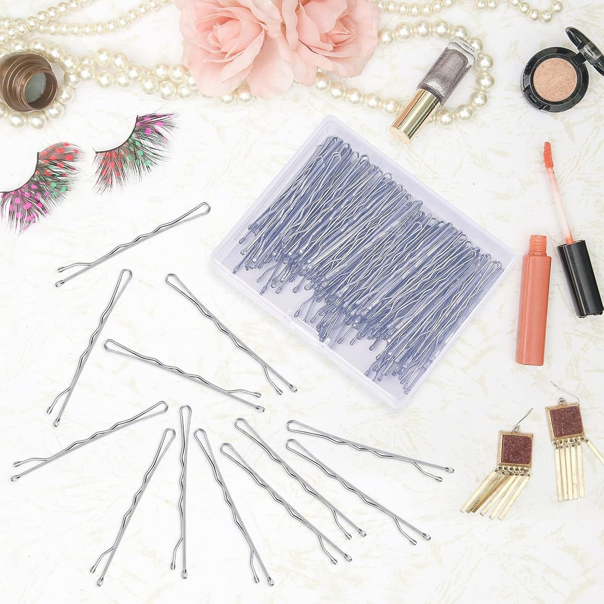 Silver Bobby Pins for Gray Hair 120PCS 2Inches Hair Pins for Women with Box