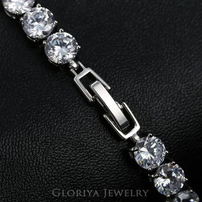 Gloriya Perfect Round Cut 0.5 carat AAA+ CZ Zirconia Silver Plated Classic Ladies Wedding Bracelets Bangles For Women Engagement Gift