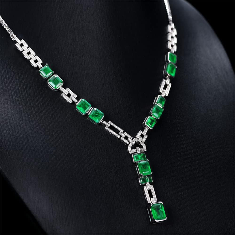 Luxury Simulation Emerald Necklace Pink Diamond Necklace Pigeon Ruby Square Diamond Necklace Purple Zircon Necklace