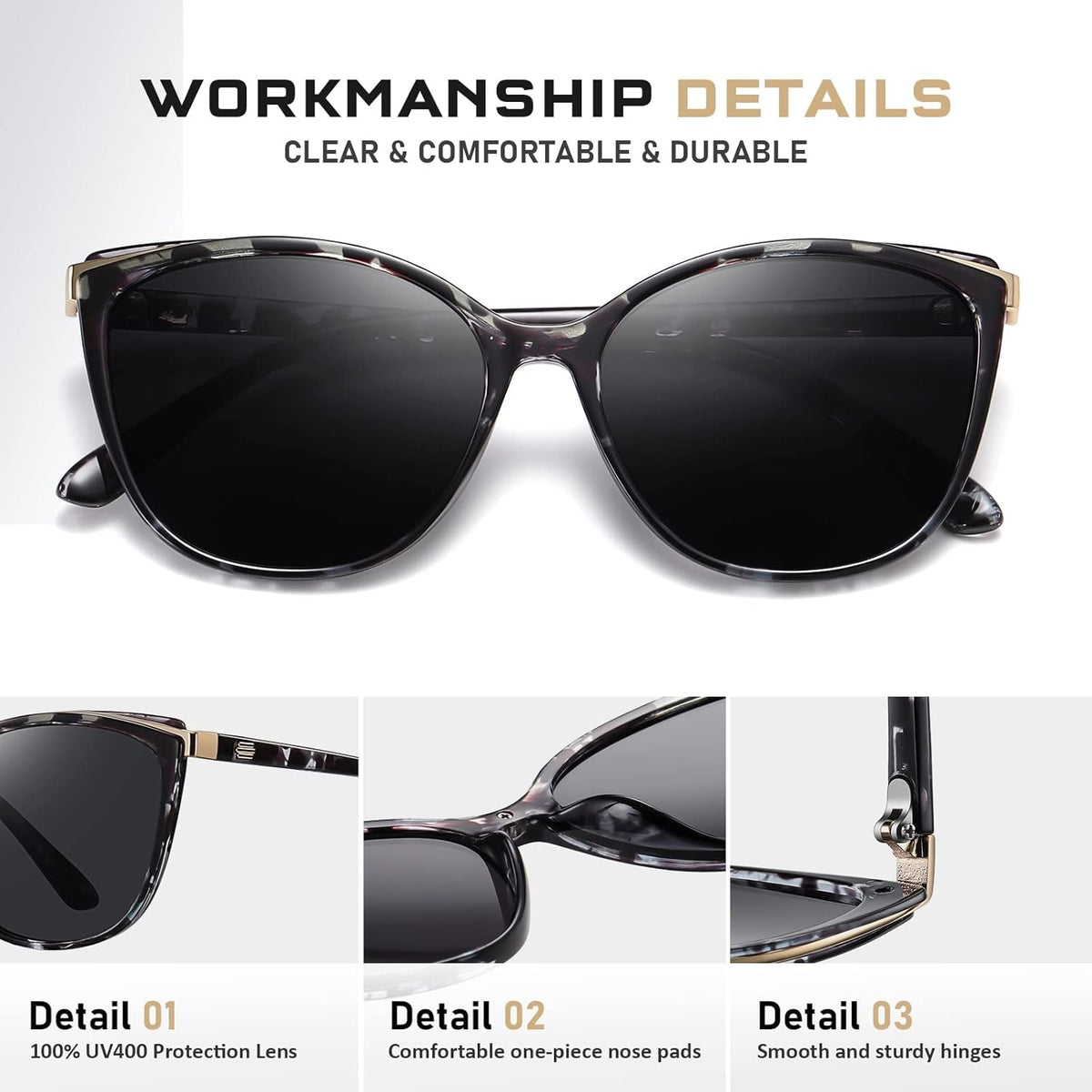 Trendy Cat Eye Sunglasses for Women Fashion Cateye UV400 Protection Glasses CL22017