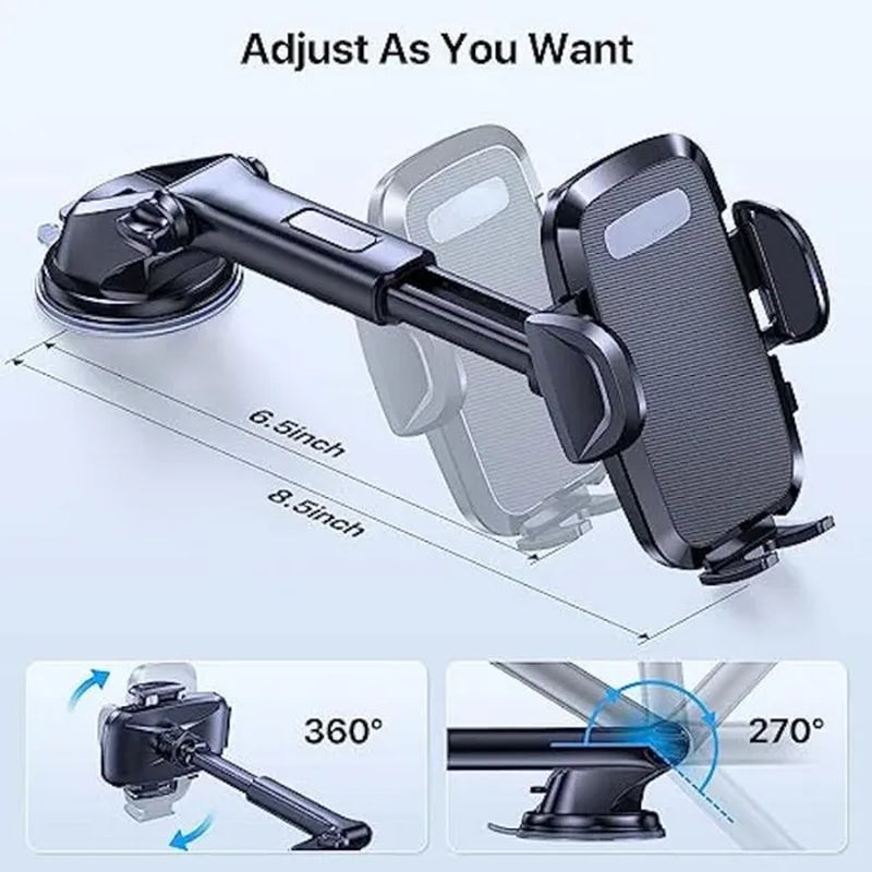 Universal Phone Mount for Car, [Powerful Suction] Hands-Free Cell Phone Holder Car, Phone Holder for Car Dashboard Windshield Air Vent