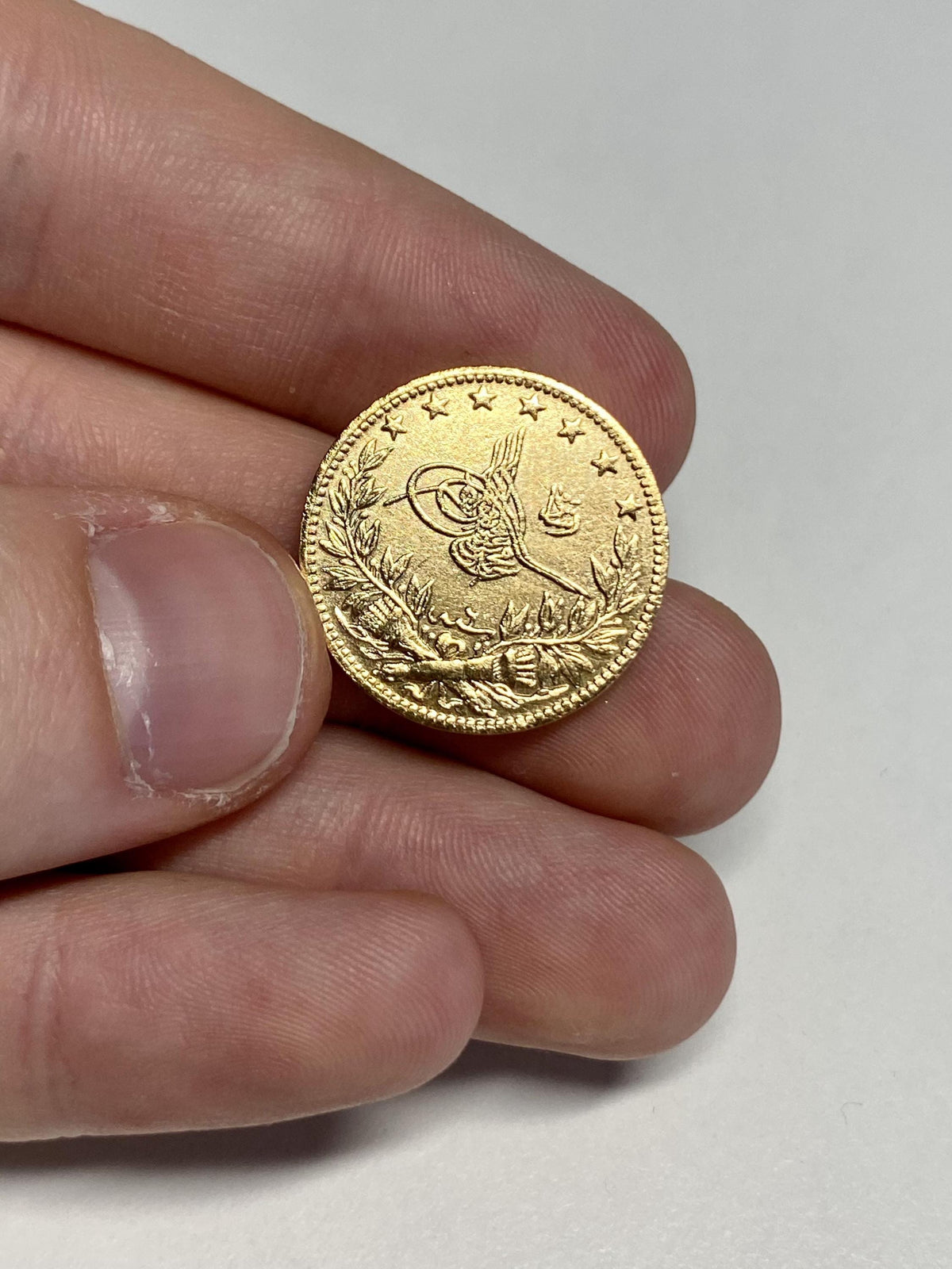 Ottoman Empire Gold Coin 1915 Mehmed V. Gold Plated 100 Kurush Coin (22Mm) REPLICA 1Pcs Masters Coins
