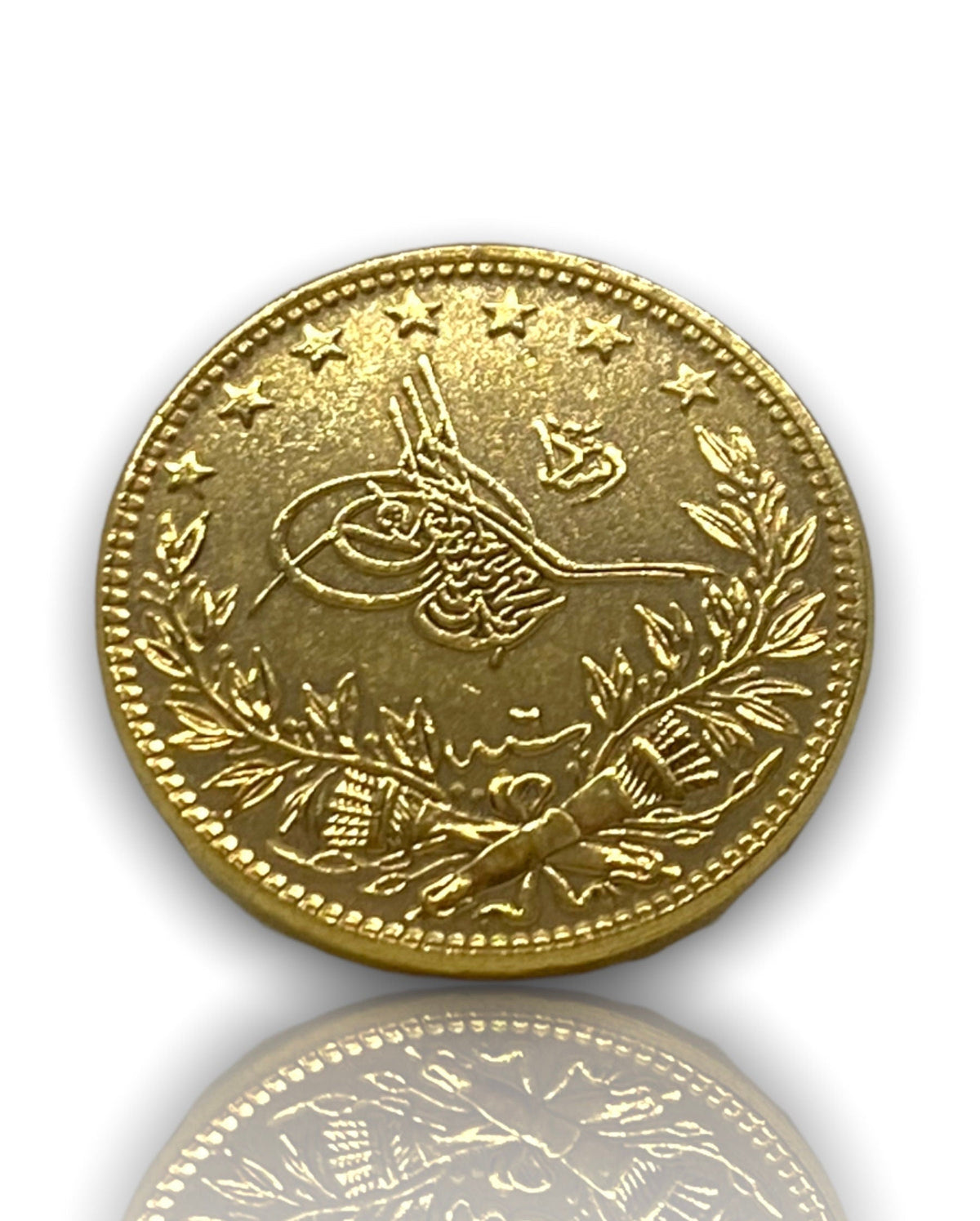 Ottoman Empire Gold Coin 1915 Mehmed V. Gold Plated 100 Kurush Coin (22Mm) REPLICA 1Pcs Masters Coins