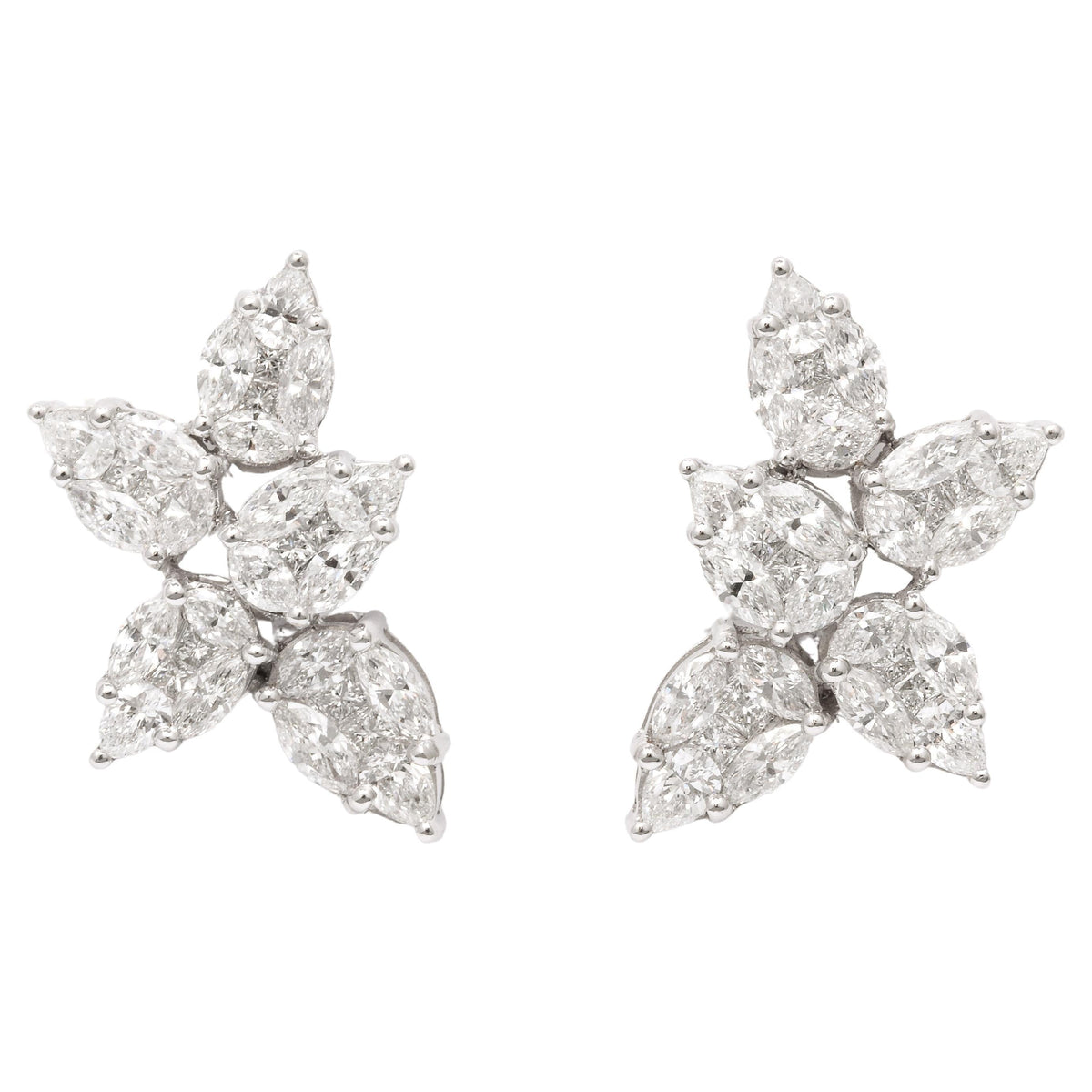 Important 21.49ct Marquise and Pear Diamond Cluster Clip-On Earrings