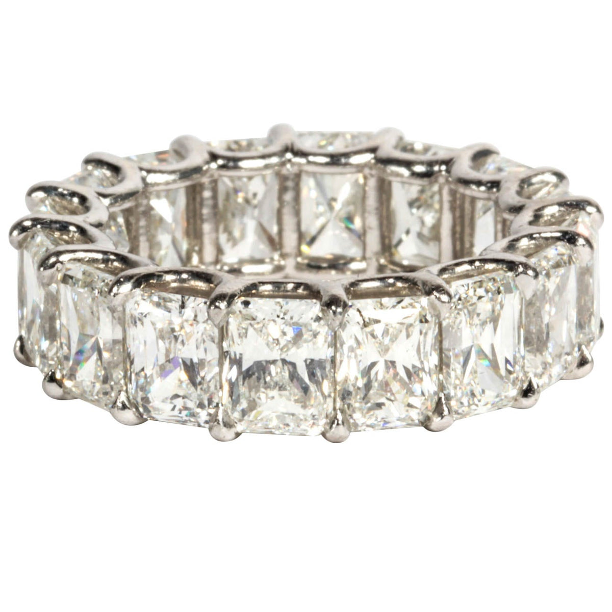 12.50 Carat Radiant Cut Diamond Eternity Band Platinum Wedding Ring